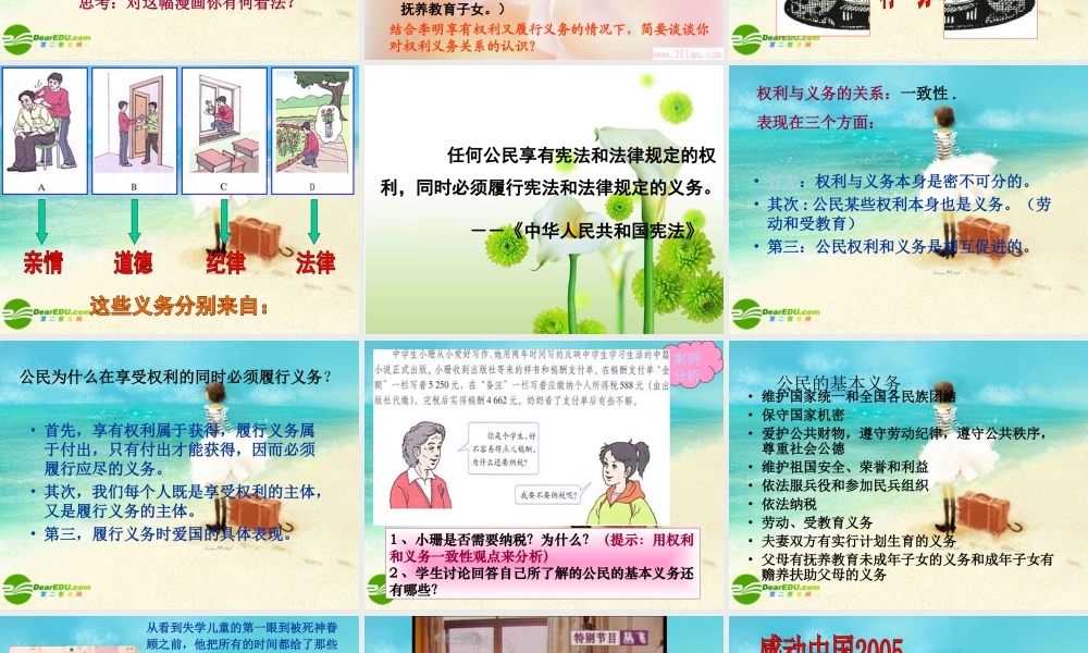 八年级政治下册 公民权利与义务的统一课件 粤教版 课件