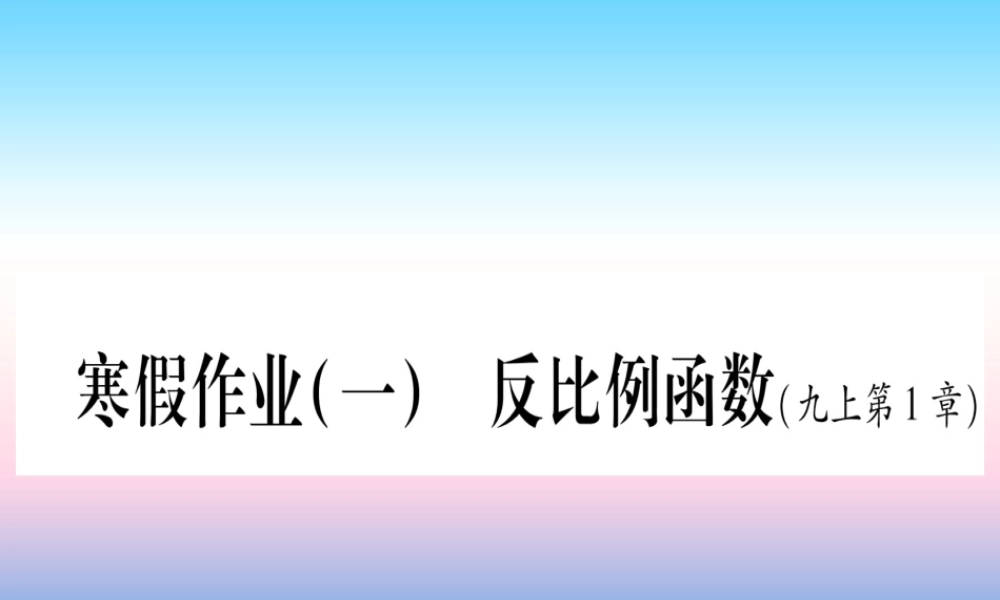 九年级数学下册 寒假作业(一)反比例函数作业课件 (新版)湘教版 课件