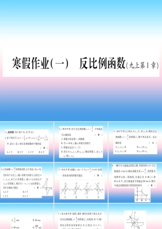 九年级数学下册 寒假作业(一)反比例函数作业课件 (新版)湘教版 课件