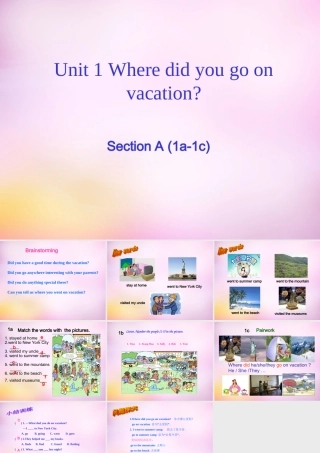中学八年级英语上册 Unit 1 Where did you go on vacation section A(1a 1c)课件 (新版)人教新目标版