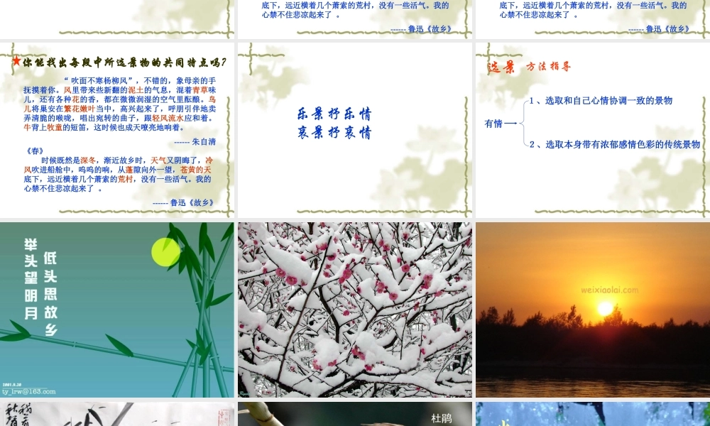 作文系列课件-学写情景交融的记