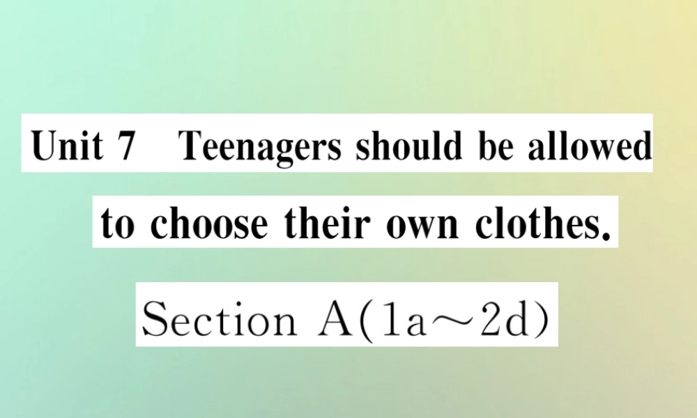 九年级英语全册 Unit 7 Teenagers should be allowed to choose their own clothes Section A(1a 2d)课时检测课件 (新版)人教新目标版 课件