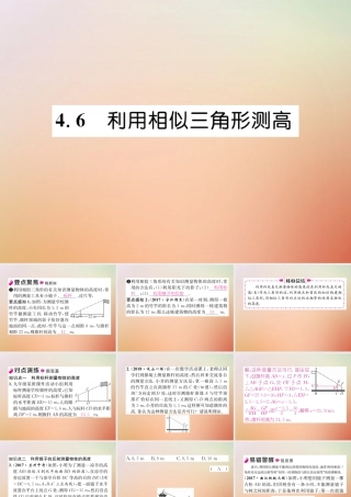 九年级数学上册 第4章 图形的相似 46 利用相似三角形测高作业课件 (新版)北师大版 课件