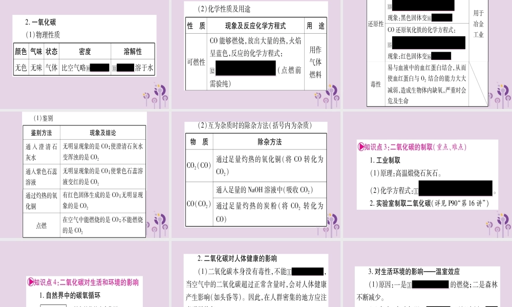 中考化学复习 第一部分 基础知识 第一单元 常见的物质 第3讲 碳和碳的氧化物(精讲)课件