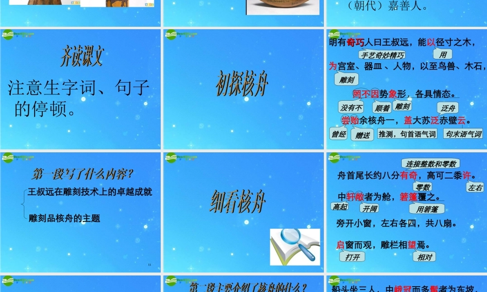 八年级语文上册 第五单元第23课(核舟记)课件 人教新课标版 课件