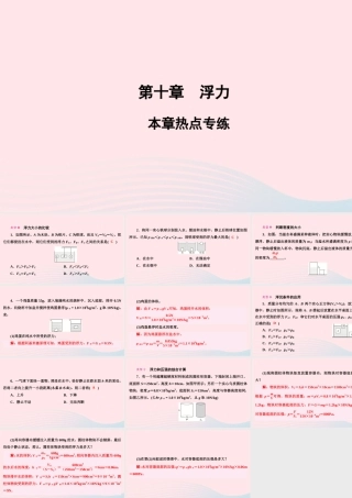 八年级物理下册 第10章 浮力本章热点专练课件 (新版)新人教版 课件