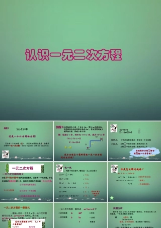 九年级数学上册 21 认识一元二次方程课件 (新版)北师大版 课件