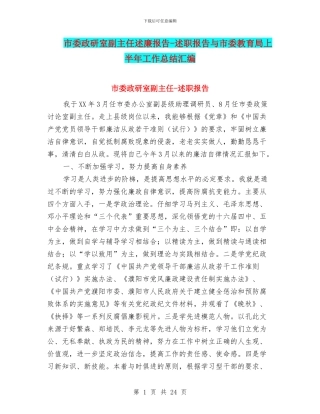 市委政研室副主任述廉报告