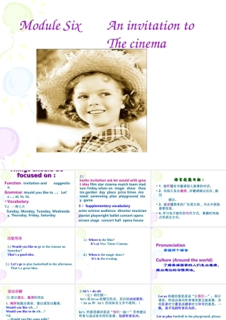 七年级英语上：Module 6 An invitation to the cinema课件外研版 课件