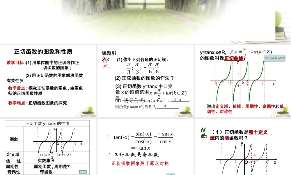 四川省邛崃一中高二数学 正切函数的图象和性质 课件