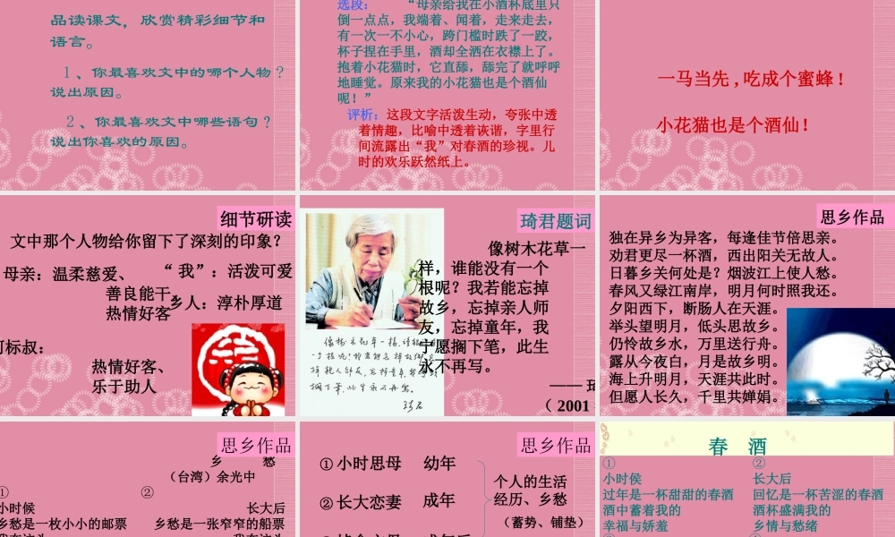 八年级语文下册(春酒)课件 新人教版 课件