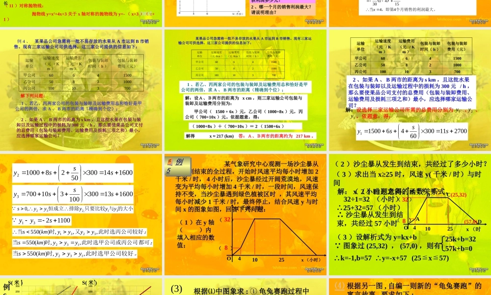 中考数学中的函数应用题 试题