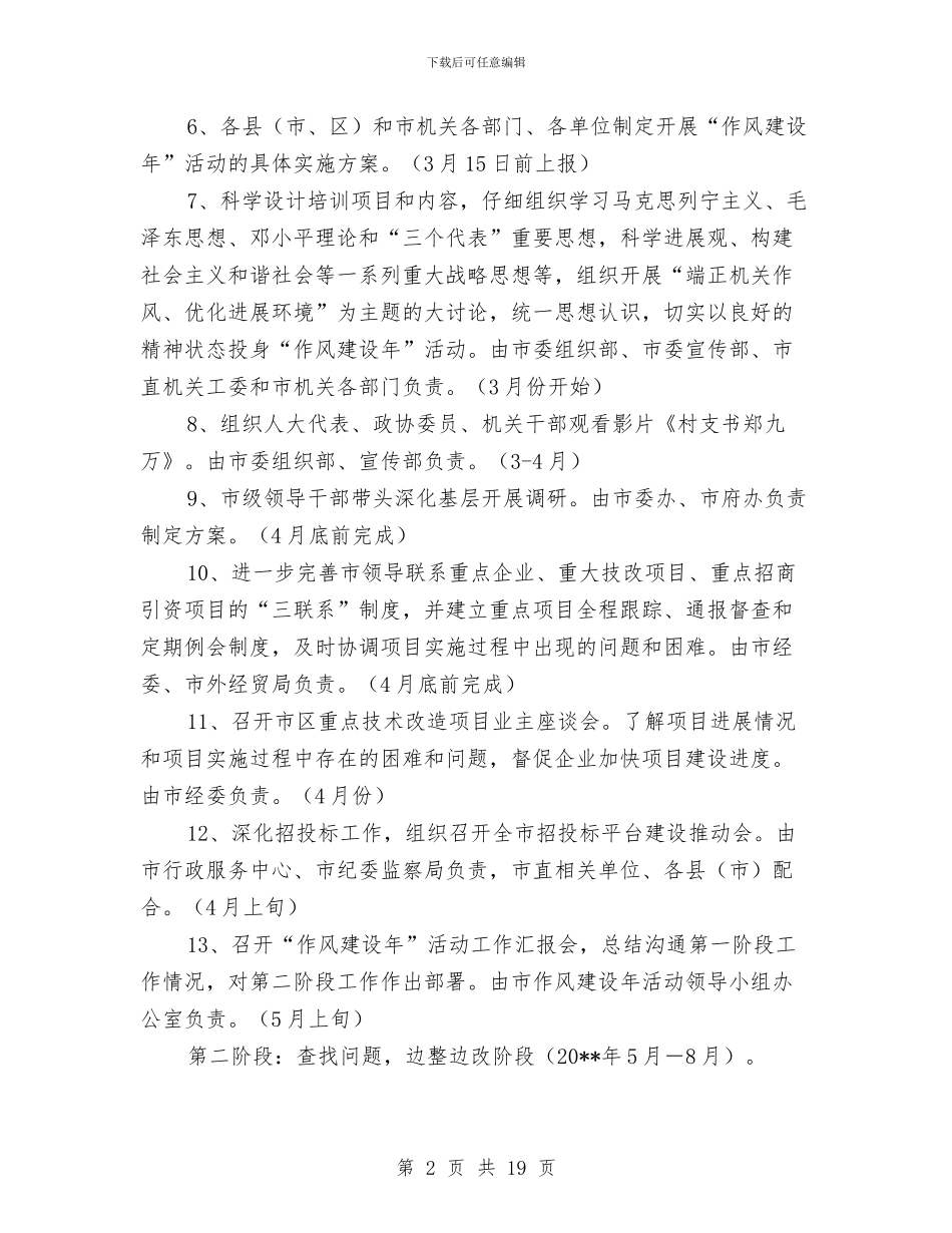 市委机关开展作风建设实施计划与市委组织部2024年创先争优交流材料汇编_第2页