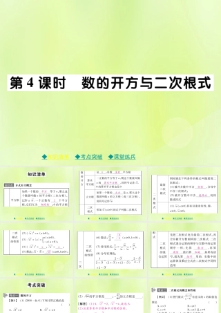 中考数学总复习 第一部分 考点梳理 第一章 数与式 第4课时 数的开方与二次根式课件