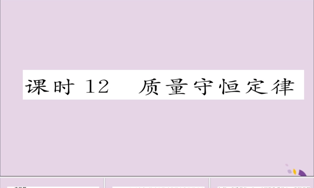 中考化学复习 第一编 教材知识梳理篇 模块三 物质的化学变化 课时12 质量守恒定律课件