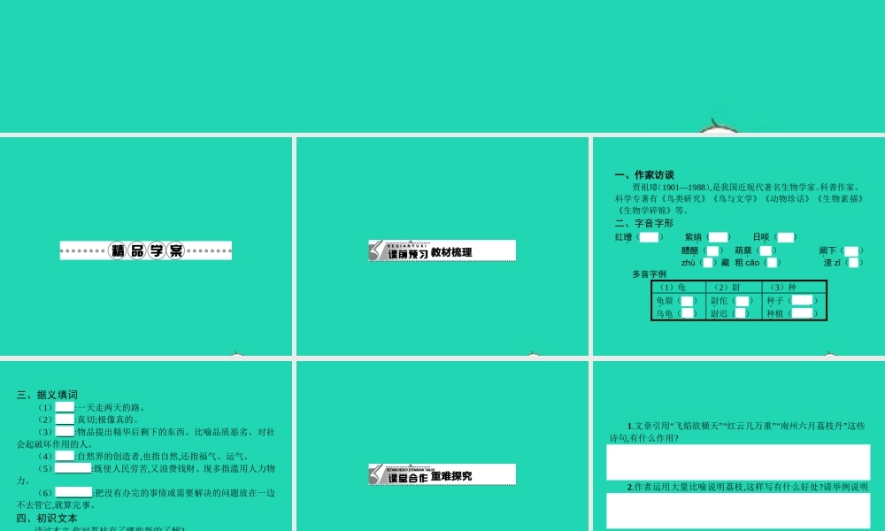 九年级语文下册 第五单元 18 南州六月荔枝丹课件 语文版 课件