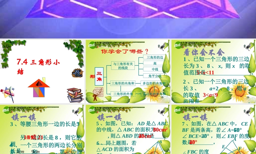 七年级数学下册第七章三角形复习课件2人教版 课件