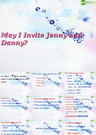 七年级英语下册 Lesson 2 May I Invite Jenny and Danny 课件 冀教版 课件