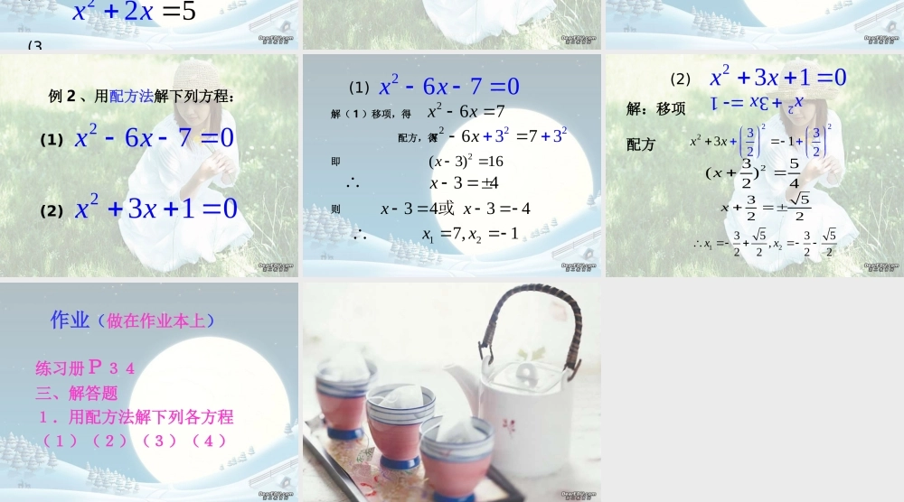 新课标中考数学复习课件 一元二次方程配方法 新课标中考数学复习课件 一元二次方程配方法及练习[整理三套]