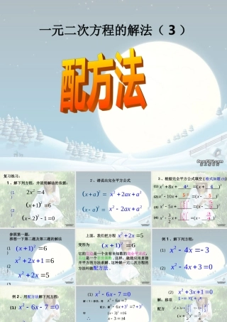 新课标中考数学复习课件 一元二次方程配方法 新课标中考数学复习课件 一元二次方程配方法及练习[整理三套]