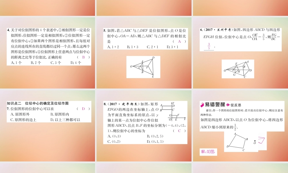 九年级数学上册 第4章 图形的相似 48 图形的位似(1)作业课件 (新版)北师大版 课件