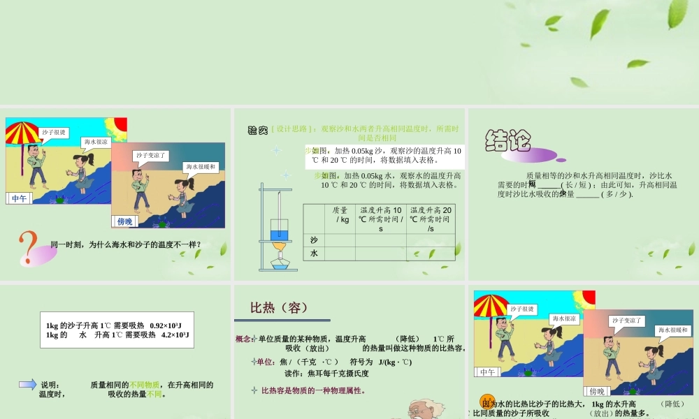 八年级物理(比热容)课件  课件