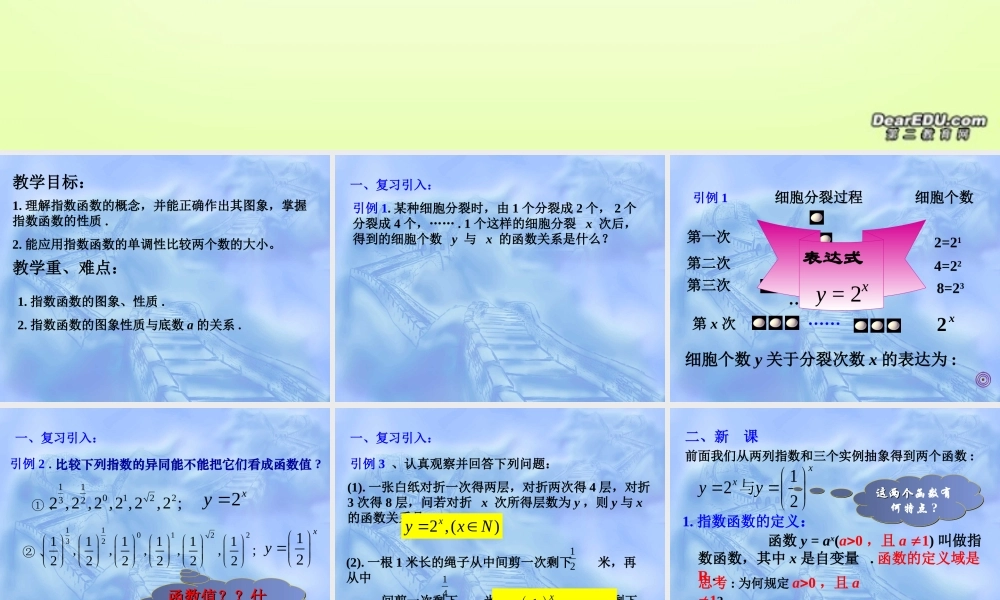 指数函数一 高一数学指数与指数函数课件[整理七套]苏教版