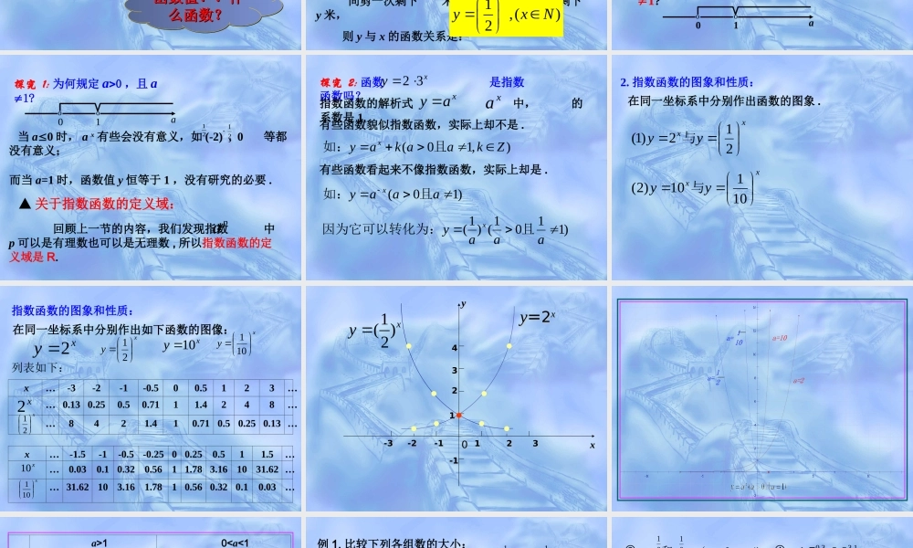 指数函数一 高一数学指数与指数函数课件[整理七套]苏教版