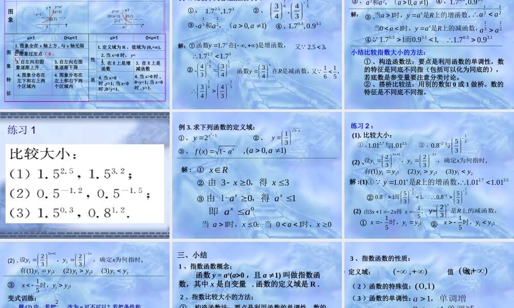 指数函数一 高一数学指数与指数函数课件[整理七套]苏教版