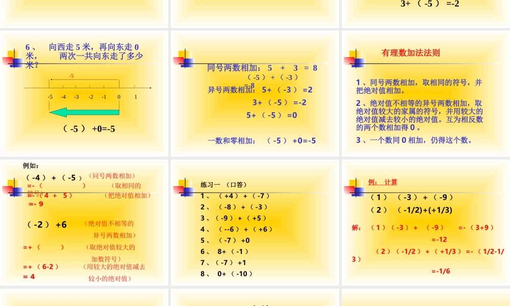 七年级数学有理数的加法课件2 华师版 课件
