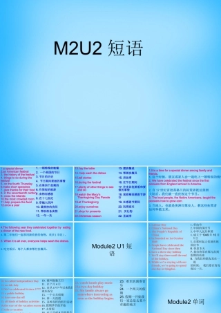 九年级英语上册 Module 2 Unit 2 We have celebrated the festival since the first pioneers短语课件 (新版)外研版 课件