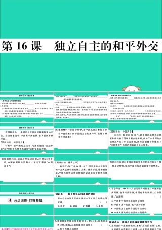 八年级历史下册 第五单元 国防建设与外交成就 第16课 独立自主的和平外交习题课件 新人教版 课件