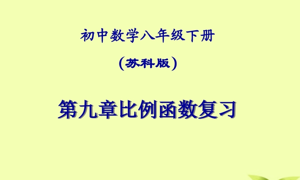 中考数学 八下第九章反比例函数复习课件 苏科版 课件