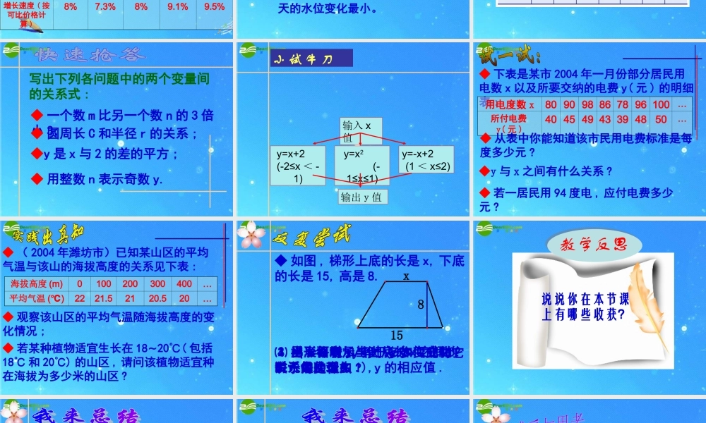 八年级数学上册 4.1(数量的变化)课件 苏科版 课件