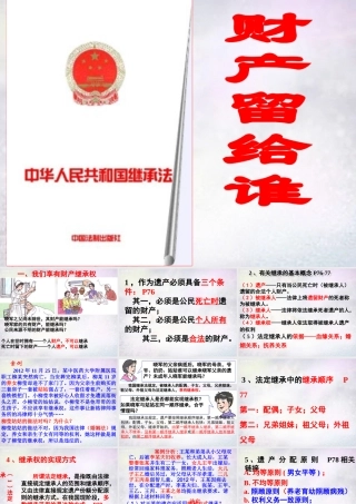 八年级政治下册 第七课 第2框 财产留给谁课件 新人教版 课件