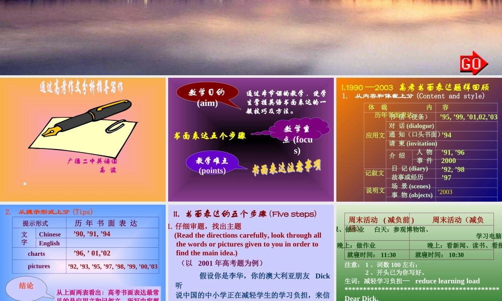 书面表达 河北省高考英语第二轮专项复习课件[整理九套]人教版 河北省高考英语第二轮专项复习课件[整理九套]人教版