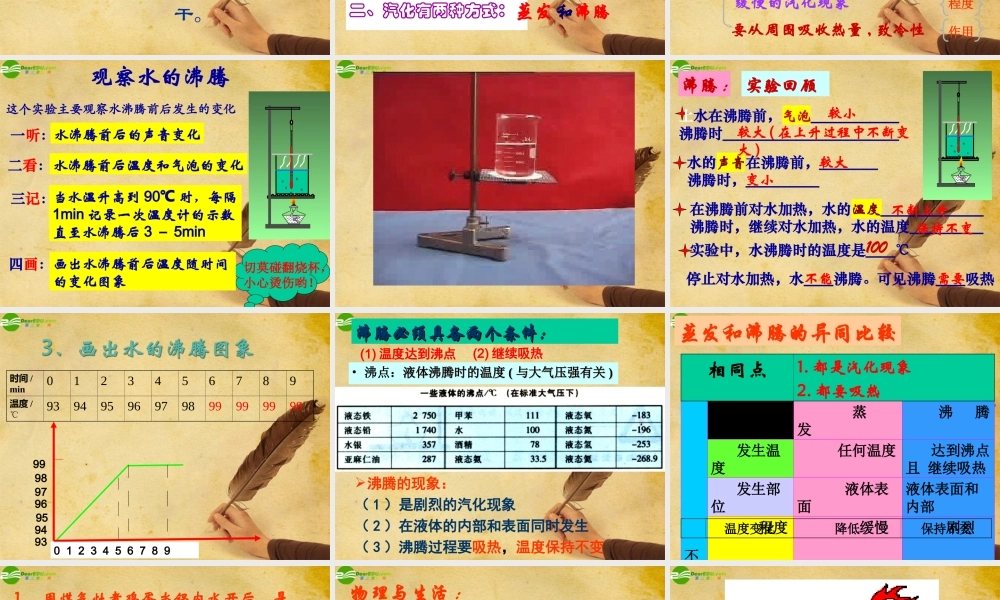 八年级物理上册 第四章第三课汽化和液化课件 人教新课标版 课件