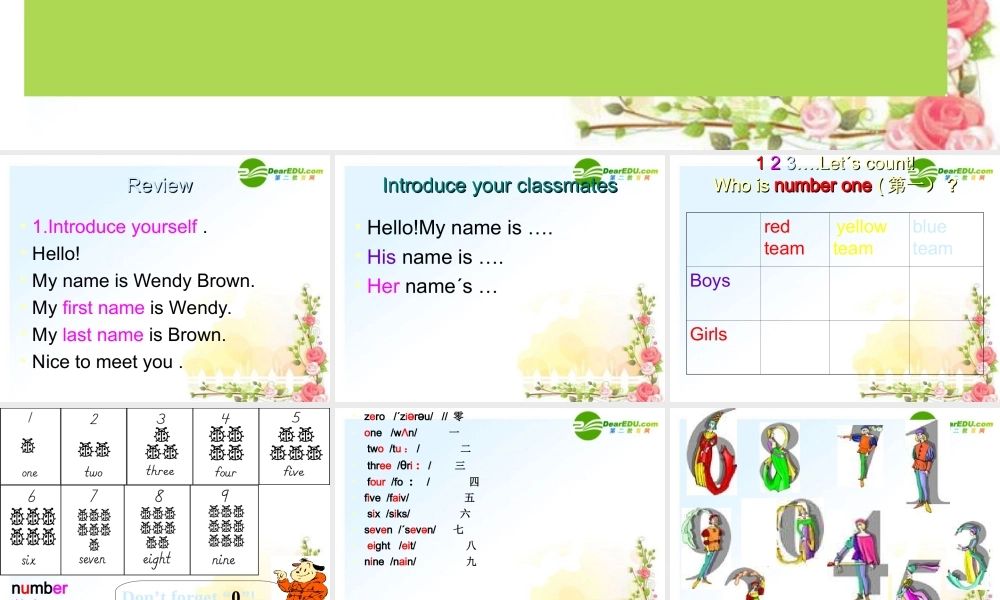七年级英语上册 Unit1 telephone number课件 人教新目标 课件