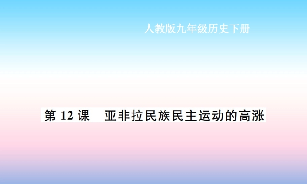 九年级历史下册 第3单元 第一次世界大战和战后初期的世界 第12课 亚非拉民族民主运动的高涨作业课件 新人教版 课件