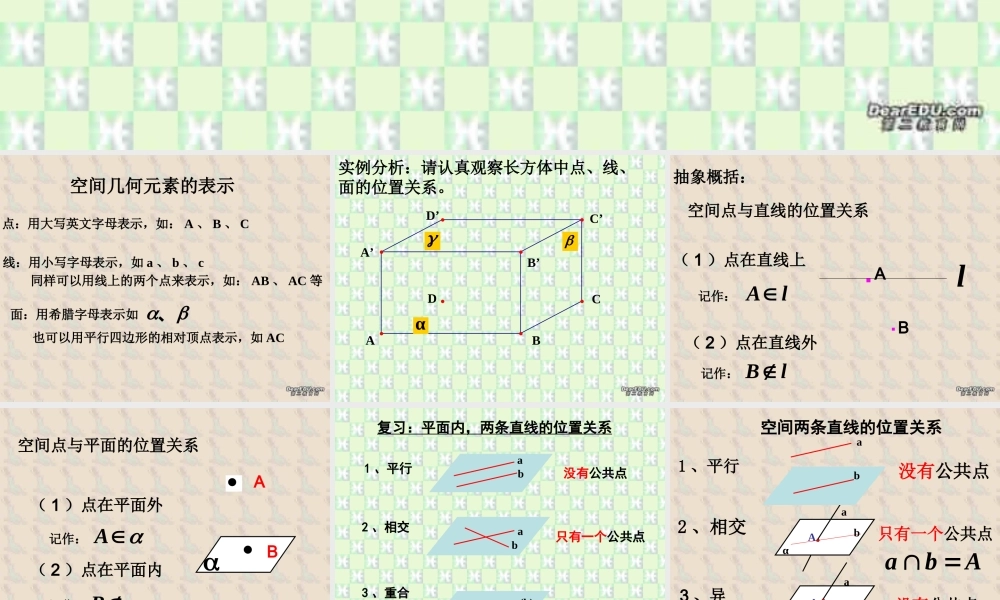 几何基本关系 高二数学立体几何课件集一[整理十一套] 人教版 高二数学立体几何课件集一[整理十一套] 人教版