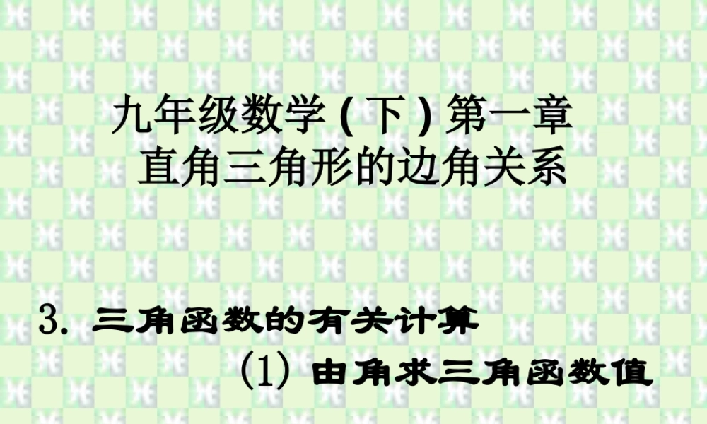 三角函数的有关计算1由角求三角函数值 福建省南平地区九年级数学下册第一章 直角三角形整章课件集一 北师大版