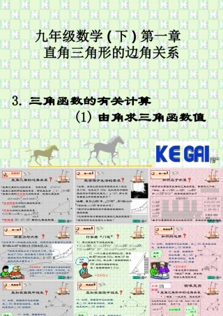 三角函数的有关计算1由角求三角函数值 福建省南平地区九年级数学下册第一章 直角三角形整章课件集一 北师大版