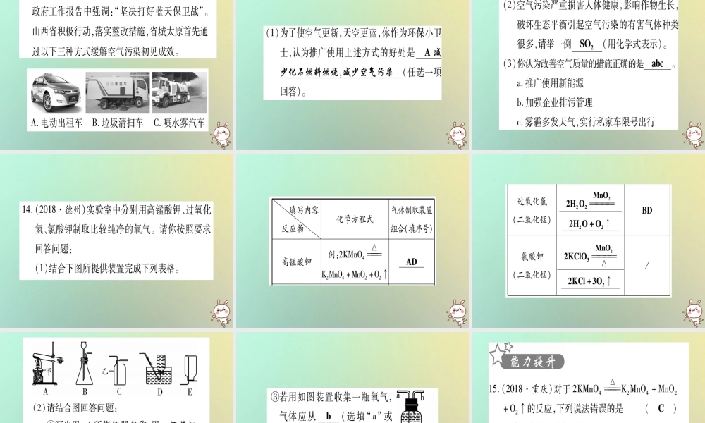 中考化学准点备考复习 第一部分 教材系统复习 第2讲 我们周围的空气复习作业课件 新人教版 课件