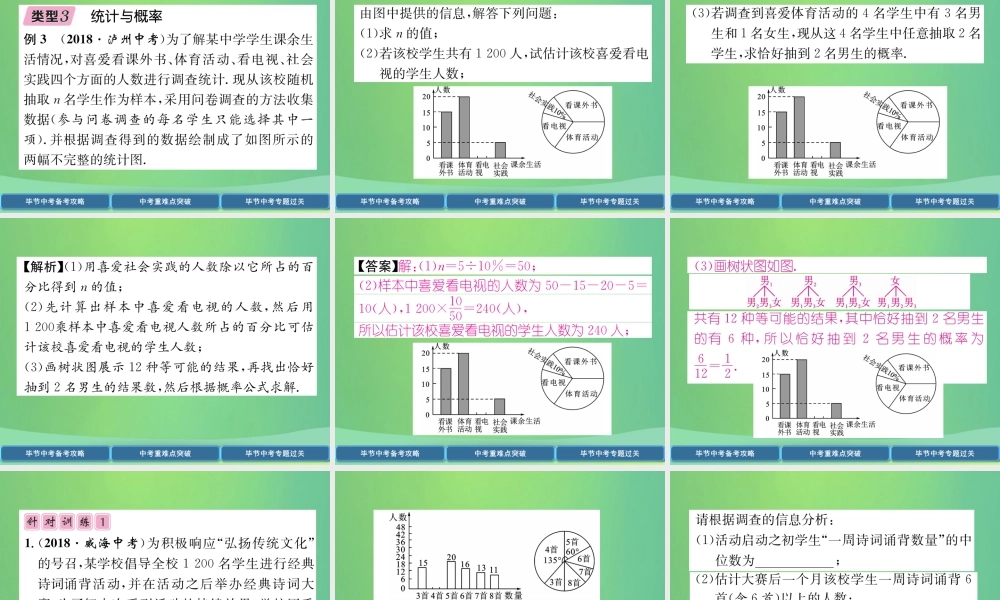 中考数学复习 专题4 统计与概率(精讲)课件