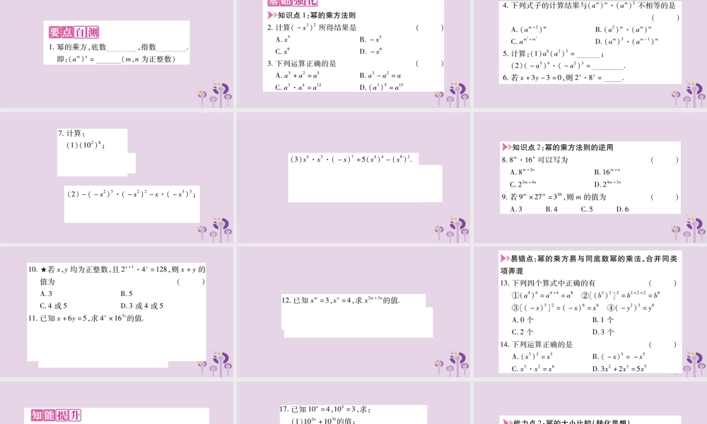 八年级数学上册 第12章 整式的乘除 12.1 幂的运算 12.1.2 幂的乘方作业课件 (新版)华东师大版 课件