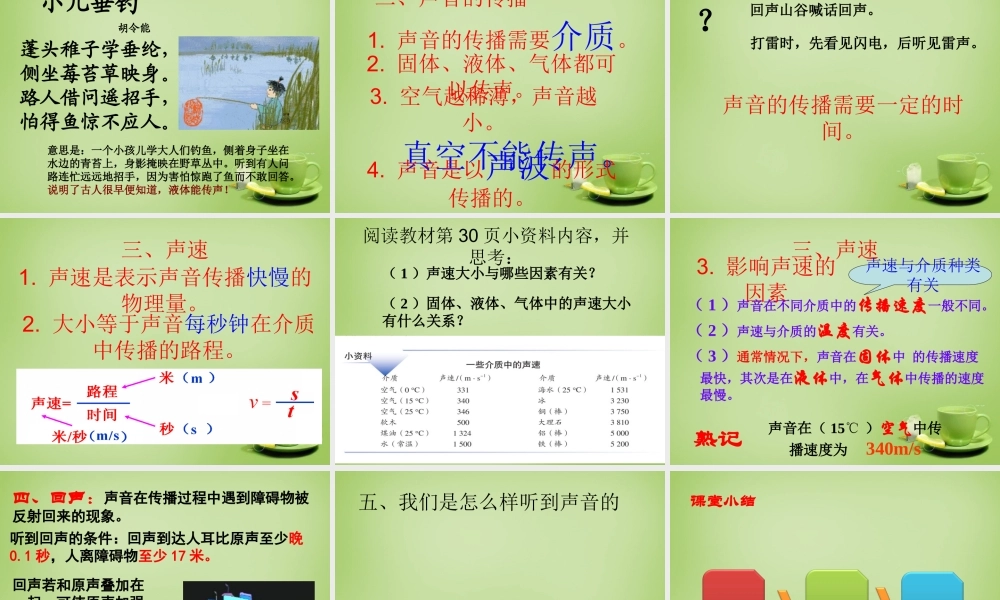 中学八年级物理上册 2.1 声音的产生与传播课件 (新版)新人教版