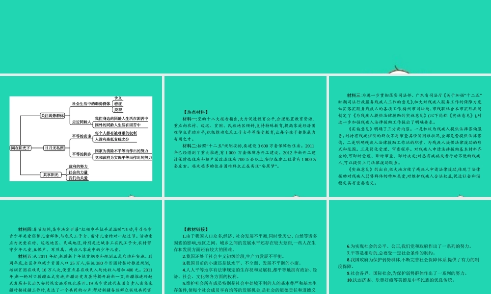 九年级政治全册 第三单元 同在阳光下单元整合课件 教科版 课件