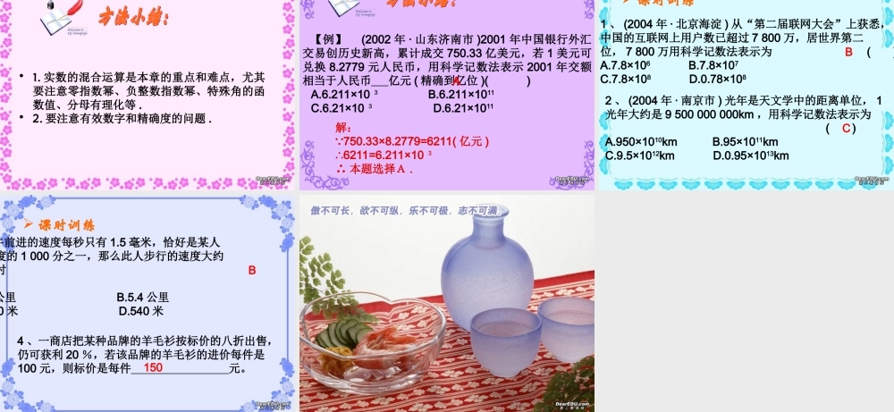 中考复习课件实数的运算及科学计数法 浙教版 课件