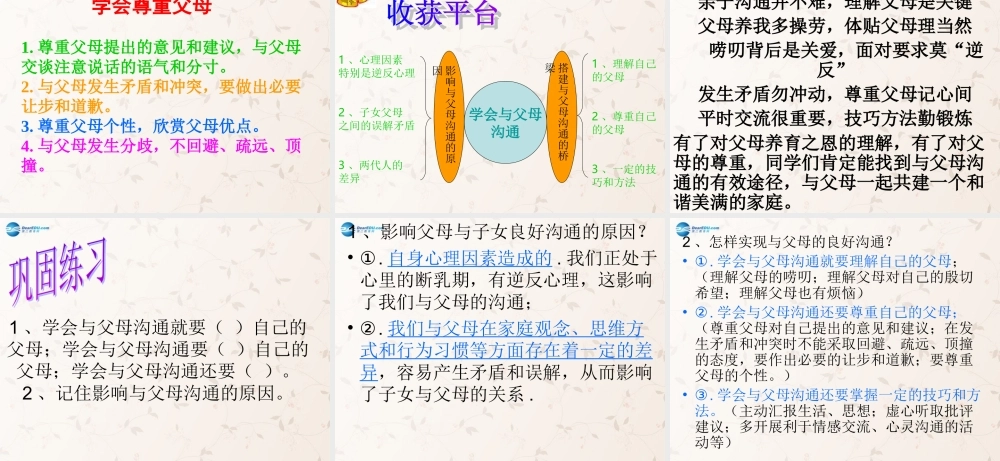 八年级政治上册 第1课 学会与父母沟通课件 鲁教版 课件
