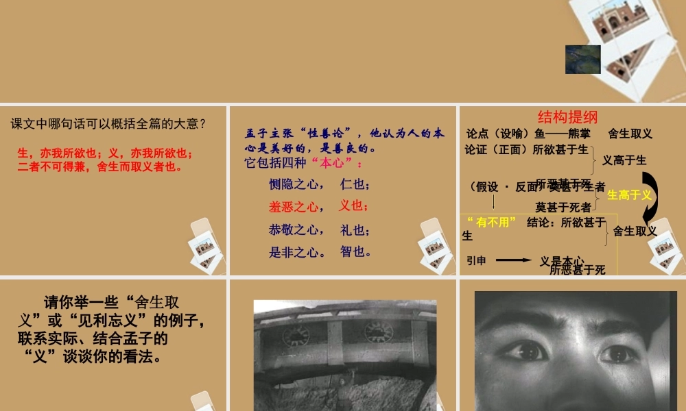 九年级语文下册(鱼我所欲也)课件 人教新课标版 课件
